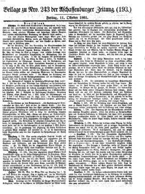 Aschaffenburger Zeitung Freitag 11. Oktober 1861