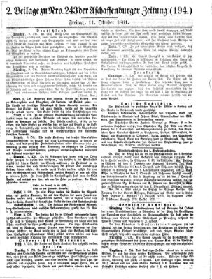 Aschaffenburger Zeitung Freitag 11. Oktober 1861