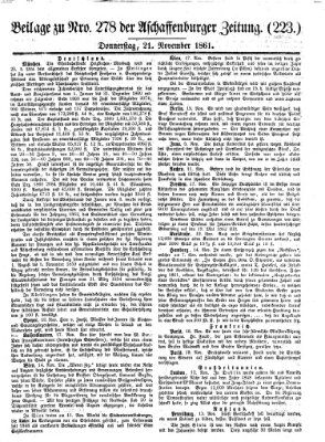 Aschaffenburger Zeitung Donnerstag 21. November 1861