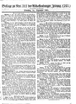 Aschaffenburger Zeitung Dienstag 31. Dezember 1861