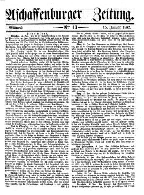 Aschaffenburger Zeitung Mittwoch 15. Januar 1862