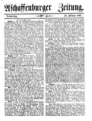 Aschaffenburger Zeitung Donnerstag 20. Februar 1862