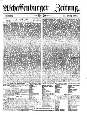 Aschaffenburger Zeitung Samstag 22. März 1862