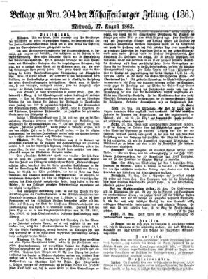 Aschaffenburger Zeitung Mittwoch 27. August 1862