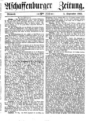 Aschaffenburger Zeitung Mittwoch 3. September 1862