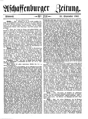 Aschaffenburger Zeitung Mittwoch 10. September 1862