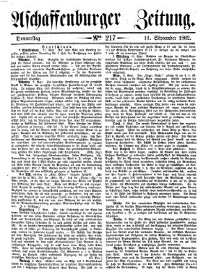 Aschaffenburger Zeitung Donnerstag 11. September 1862