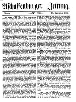 Aschaffenburger Zeitung Montag 15. September 1862