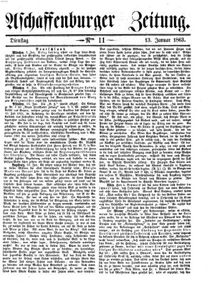 Aschaffenburger Zeitung Dienstag 13. Januar 1863