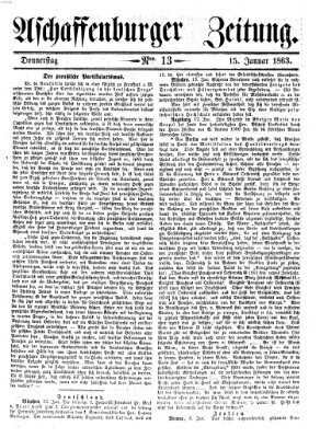 Aschaffenburger Zeitung Donnerstag 15. Januar 1863