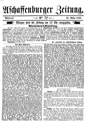 Aschaffenburger Zeitung Mittwoch 25. März 1863