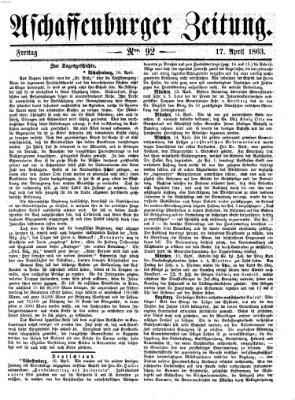 Aschaffenburger Zeitung Freitag 17. April 1863