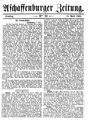 Aschaffenburger Zeitung Samstag 18. April 1863