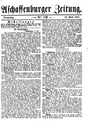 Aschaffenburger Zeitung Donnerstag 30. April 1863