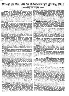 Aschaffenburger Zeitung Donnerstag 27. August 1863