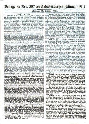 Aschaffenburger Zeitung Montag 31. August 1863