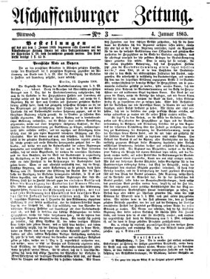 Aschaffenburger Zeitung Mittwoch 4. Januar 1865