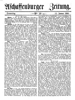 Aschaffenburger Zeitung Donnerstag 12. Januar 1865