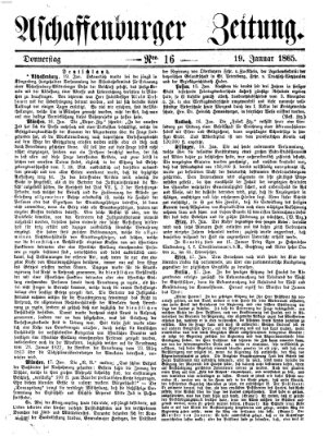 Aschaffenburger Zeitung Donnerstag 19. Januar 1865