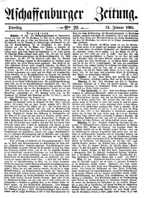 Aschaffenburger Zeitung Dienstag 24. Januar 1865