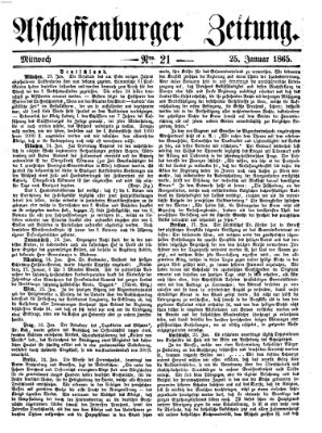 Aschaffenburger Zeitung Mittwoch 25. Januar 1865