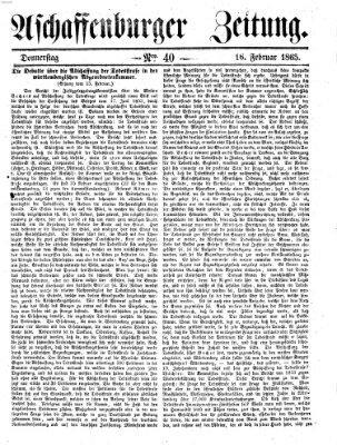 Aschaffenburger Zeitung Donnerstag 16. Februar 1865