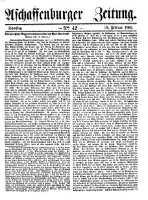 Aschaffenburger Zeitung Samstag 18. Februar 1865