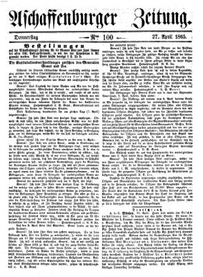 Aschaffenburger Zeitung Donnerstag 27. April 1865