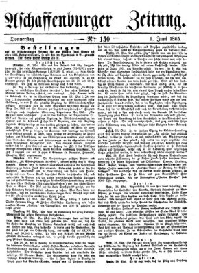 Aschaffenburger Zeitung Donnerstag 1. Juni 1865