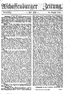 Aschaffenburger Zeitung Donnerstag 31. August 1865