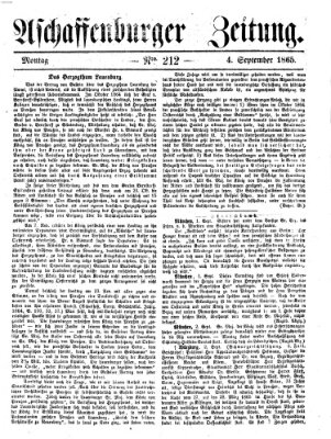 Aschaffenburger Zeitung Montag 4. September 1865