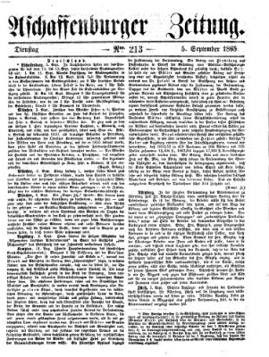 Aschaffenburger Zeitung Dienstag 5. September 1865