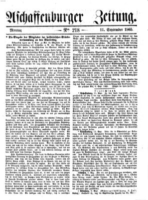 Aschaffenburger Zeitung Montag 11. September 1865