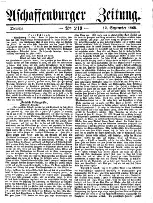 Aschaffenburger Zeitung Dienstag 12. September 1865