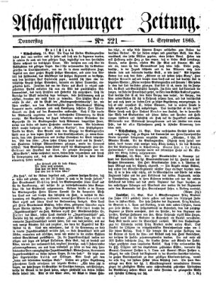 Aschaffenburger Zeitung Donnerstag 14. September 1865