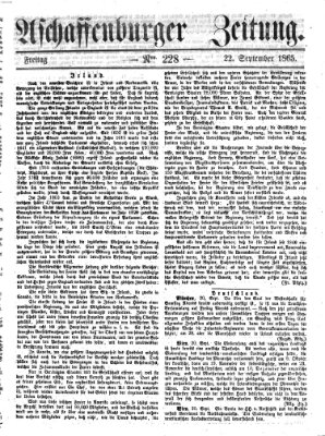 Aschaffenburger Zeitung Freitag 22. September 1865