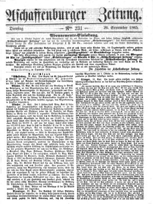 Aschaffenburger Zeitung Dienstag 26. September 1865