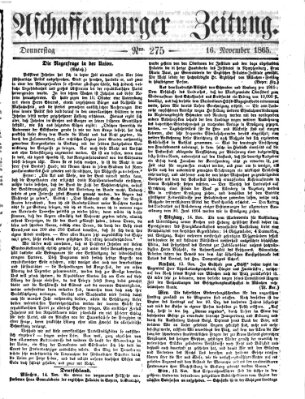 Aschaffenburger Zeitung Donnerstag 16. November 1865