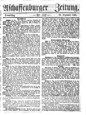 Aschaffenburger Zeitung Donnerstag 28. Dezember 1865