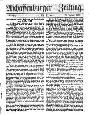 Aschaffenburger Zeitung Samstag 13. Januar 1866