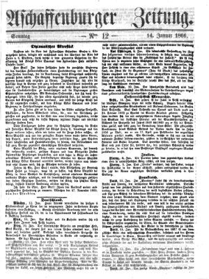 Aschaffenburger Zeitung Sonntag 14. Januar 1866