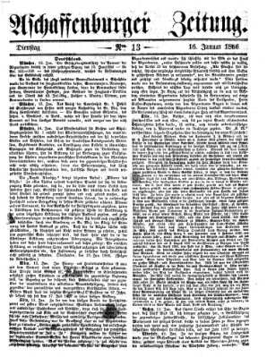 Aschaffenburger Zeitung Dienstag 16. Januar 1866