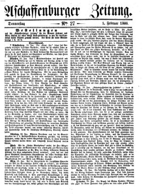 Aschaffenburger Zeitung Donnerstag 1. Februar 1866