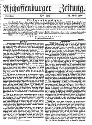 Aschaffenburger Zeitung Samstag 28. April 1866