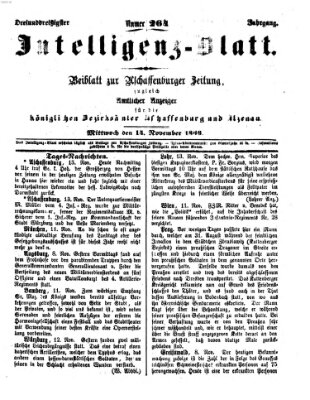 Aschaffenburger Zeitung. Intelligenz-Blatt : Beiblatt zur Aschaffenburger Zeitung ; zugleich amtlicher Anzeiger für die K. Bezirksämter Aschaffenburg, Alzenau und Obernburg (Aschaffenburger Zeitung) Mittwoch 14. November 1866