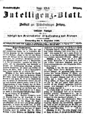 Aschaffenburger Zeitung. Intelligenz-Blatt : Beiblatt zur Aschaffenburger Zeitung ; zugleich amtlicher Anzeiger für die K. Bezirksämter Aschaffenburg, Alzenau und Obernburg (Aschaffenburger Zeitung) Donnerstag 6. Dezember 1866