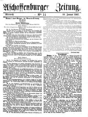 Aschaffenburger Zeitung Mittwoch 16. Januar 1867