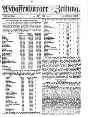 Aschaffenburger Zeitung Donnerstag 14. Februar 1867