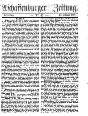 Aschaffenburger Zeitung Donnerstag 21. Februar 1867