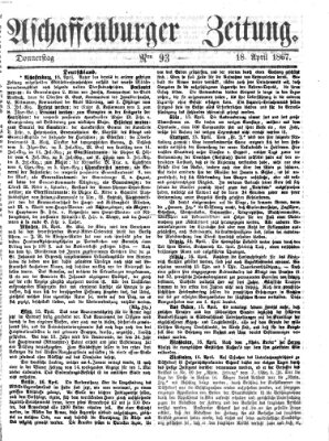 Aschaffenburger Zeitung Donnerstag 18. April 1867